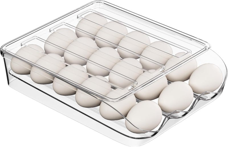Proarea Egg Holder for Fridge 16 Capacity Automatic Rolling Egg Organizer for Refrigerator, Clear Stackable Container for Kitchen or Pantry Storage 1 Pack - Image 1